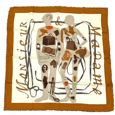 HERMES Monsieur et Madame スカーフ HERMES scarf silk Brown Carre90 MONSIEUR ET MADAME Monsieur