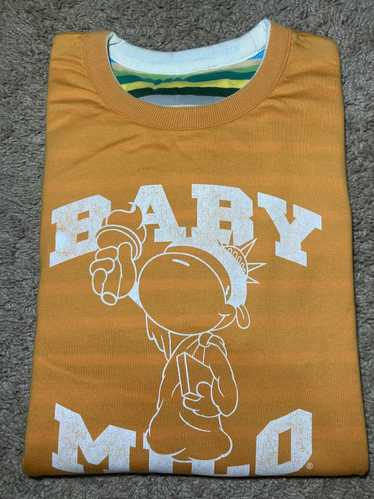 BABY MILOラガーシャツ M ピンクと黒のストライプ ウェア
