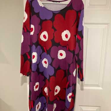 24AW■marimekko■Dekadi Unikko コットントリコットドレス Marimekko - Kestit Unikko Dress in Black, Blue and Orange