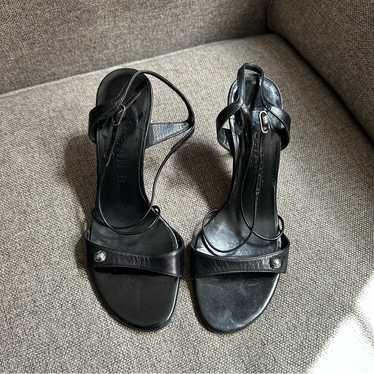 CHANEL シャネル サンダル 6 1/2 ヴィンテージ CHANEL Vステッチ シングルフラップシングルチェーン 1995年頃