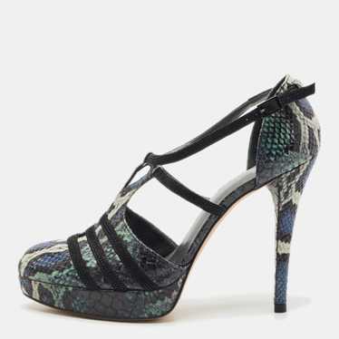 Stuart Weitzman Multicolor Python Embossed Leathe… - image 1