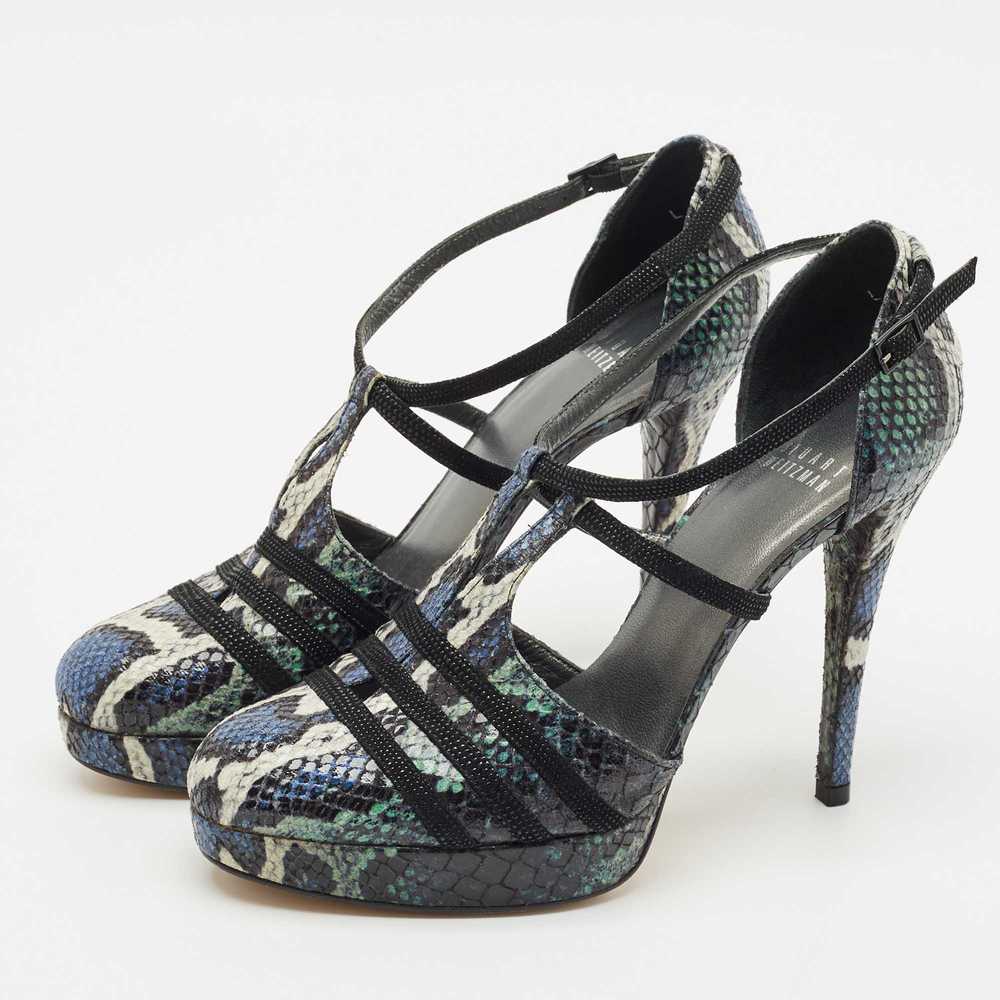 Stuart Weitzman Multicolor Python Embossed Leathe… - image 2