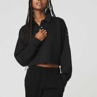 y061208 alo パーカー　コーデュロイ　ブラック　M セール】〔BLACK LABEL〕COOLMAX SMOOTH ZIP S/S PARKA