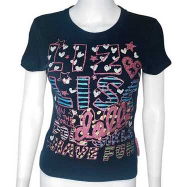 Liz LisaTシャツ　y2k LIZ LISA Doll Heart T-shirt Gold Black Shibuya 109 Gal GYARU