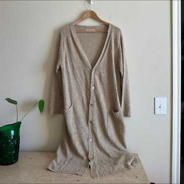 vlas blomme Washed Light Linen ロングドレープジレ- poooL