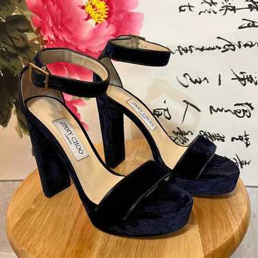 高級靴★Jimmy Choo HOLLY 120 ベルベット サンダル ブラック Jimmy Choo Holly 120 velvet sandals - Black | HOLLY120VELBLACK