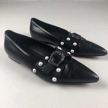 VIP【関税送料無料】希少 PINKO BLACK LEATHER FLATS Leather ballet flats Pinko Black size 38 IT in Leather
