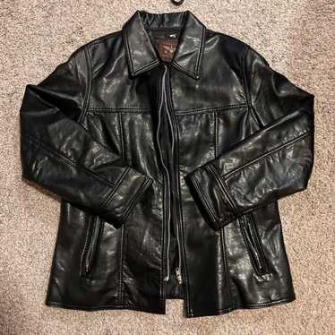 Reportage RGA Men's Size XL Black Leather Bomber Jacket Coat