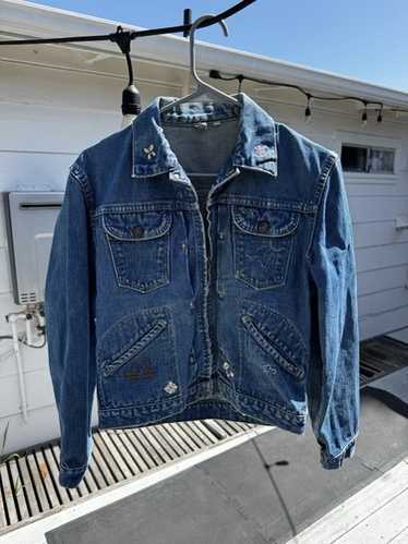 60S USA製 Wrangler 24mjz 38LONG Vintage 60s WRANGLER 24MJZ Selvedge Thrashed Talon Zip Denim