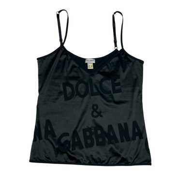 Y2K DOLCE&GABBANA 42 レース テープロゴ キャミソール 黒 Y2K DOLCE&GABBANA 42 レース テープロゴ キャミソール 黒