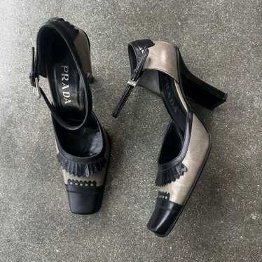 小物 FW1999 PRADA LEATHER GROVE Prada FW 1999 men's runway leather boots with a square toe