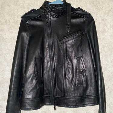 ジャケット・アウター DISEL BLACK GOLD lamb lether jackets $1595 Diesel Black Gold Men's Lanpatch Leather Black Jacket