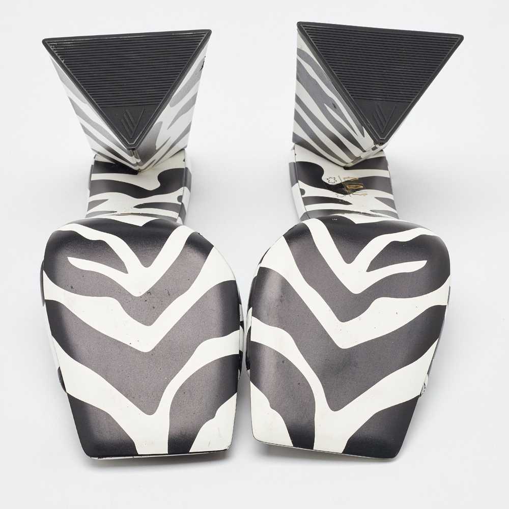 The Attico Black/White Zebra Print Leather Devon Open Toe