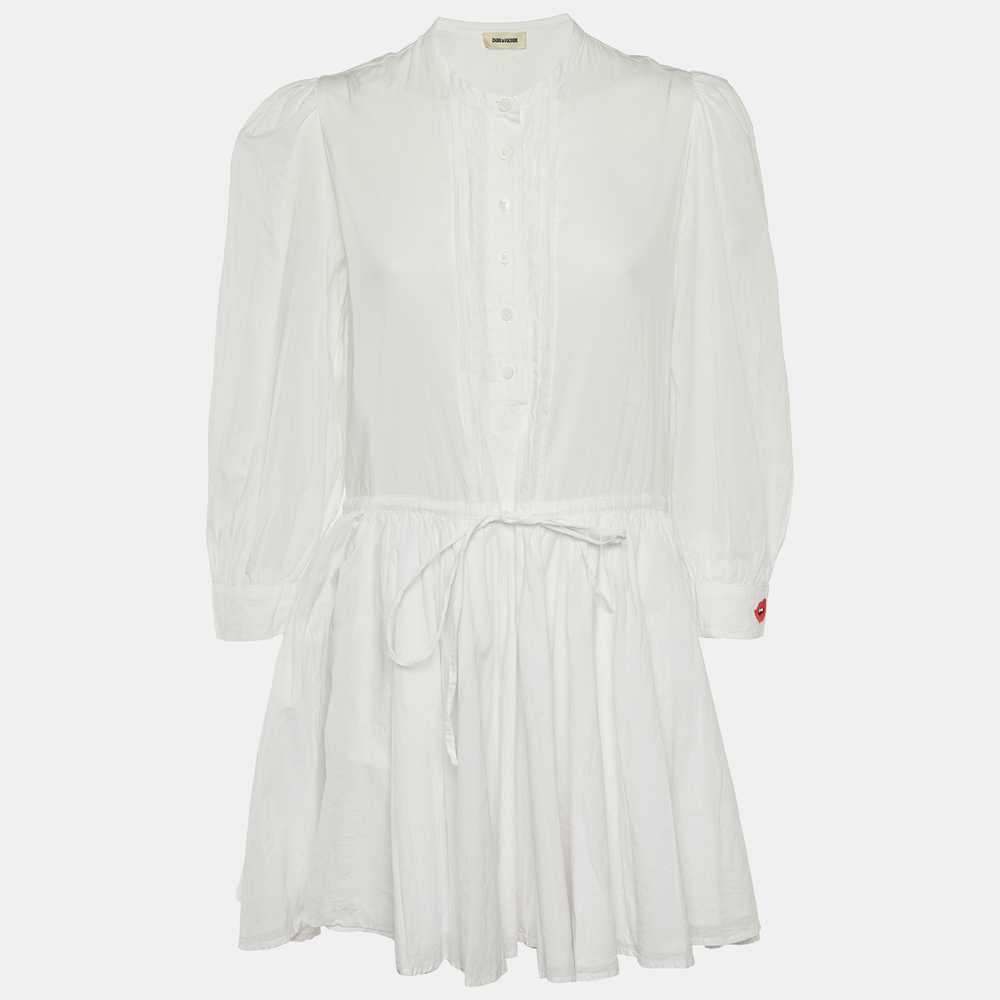 Zadig & Voltaire White Cotton Embroidered Mini Dress M