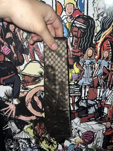 【新品未使用】GUCCI ネクタイ GG柄 Bee刺繍 ブラック×グレー Gucci bee tie silk - Gem
