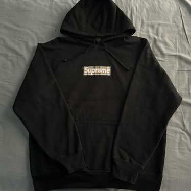 Supreme Burberry Box Logo Hooded Sweatshirt Black Men's