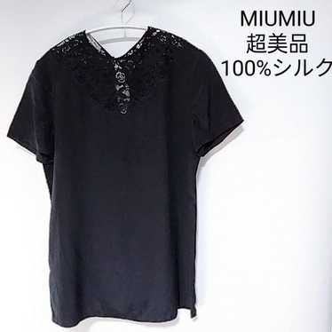 Miu Miu☆シルクブラウス☆ miu ミュウミュウ シルク 襟スタッズ ノースリーブ シャツ