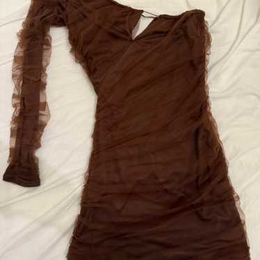 sahara Mesh Sleeve Dress ブラウン Amazon.com: WDIRARA Women's Plus Square Neck Ruched Mesh