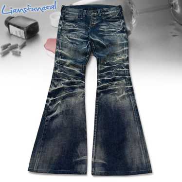 00s tornado mart flare coating denim 鬼ヒゲ 00s TORNADO MART 鬼ヒゲ インディゴ スリム デニム グランジ
