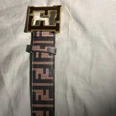 FENDI フェンディ　レザー　ベルト　ロゴ　サイズ　38 FENDI - フェンディ FF BELT ベルト レザー ズッカ ロゴ
