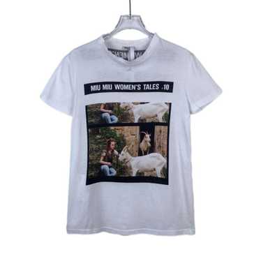 MIU MIUストーン装飾 ホワイト Tシャツ S Miu Miu T Shirt White Womens Miu Miu