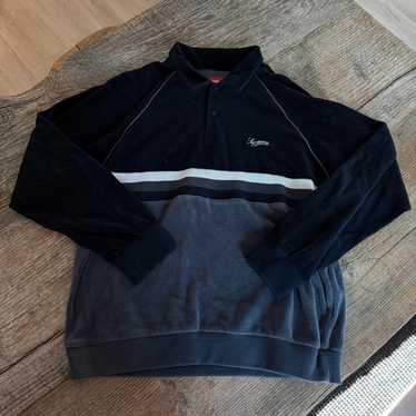 Supreme Stripe Zip L/S Polo Black Navy Pink 3colors FW24 | eBay
