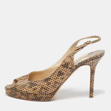 Jimmy Choo Two Tone Python Leather Peep Toe Platf… - image 1