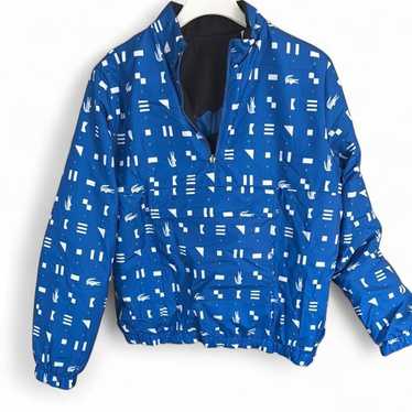LACOSTE 幾何学模様 ジップアップジャケット ネイビー Transition jacket with monogram print brand LACOSTE
