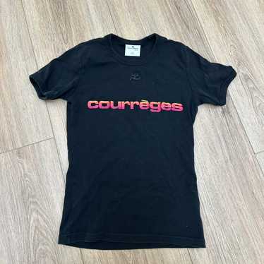 【関税込み】Courreges ブラック スラッシュ Tシャツ courreges t shirt - Gem