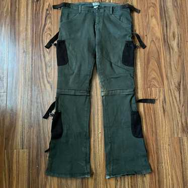 00s GOA suspender cargo flared pants Y2K