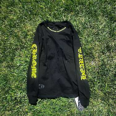 【CHROME HEARTS】V89 DAGGER L/S T-SHIRT \"NAVY/YELLOW\" V89 Dagger L/S T-Shirt 