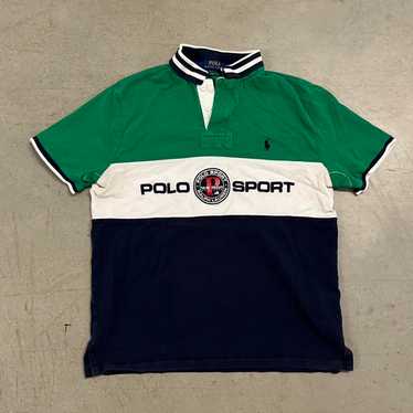 POLO SPORT グリーン×ホワイト ヴィンテージ 90s USA製 Vtg 90s POLO SPORT RALPH LAUREN S/S Polo Shirt w/Pocket
