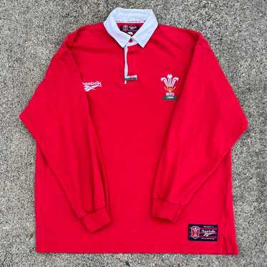 ビンテージ◇ラガーシャツ Wales Rugby WRU リーボック 赤 レッド