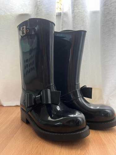 RED ヴァレンティノ 異素材切り替えブーツ ブラック/レッド 38/24cm Red valentino boots - Gem