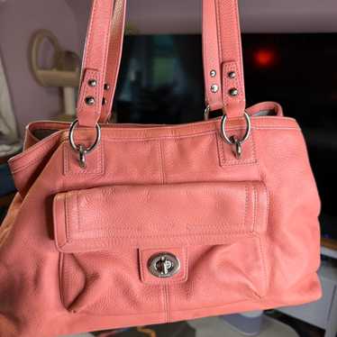 【美品】Coach Pink Salmon Hobo Shoulder Bag Coach Madison Salmon Pink Pebble Leather Hobo Shoulder Bag