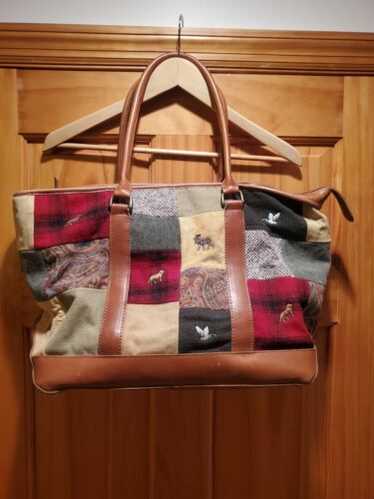 Vintage LL Bean Canvas Boat & Tote Plaid Camo Patchwork