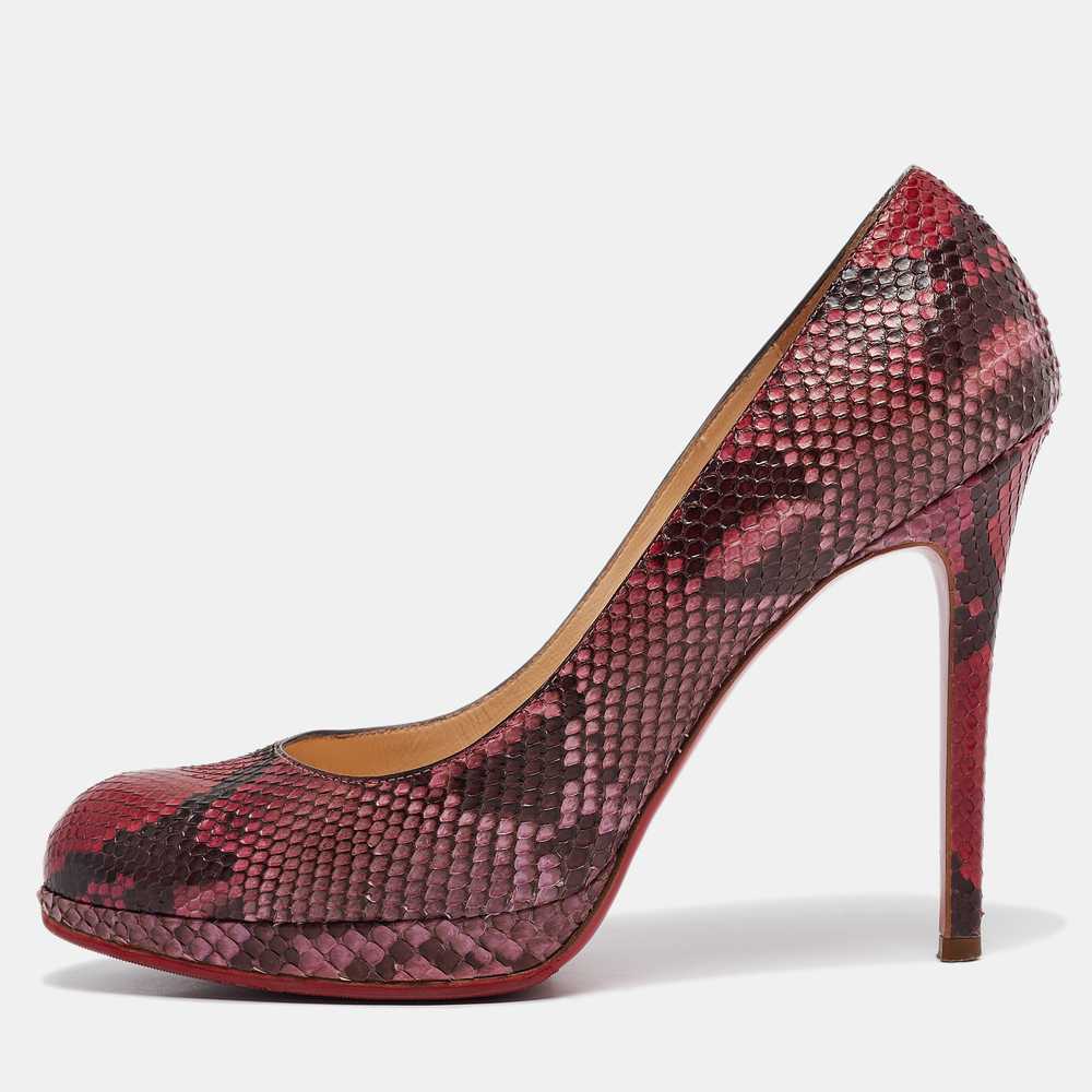 Christian Louboutin Red/Black Python New Simple P… - image 1