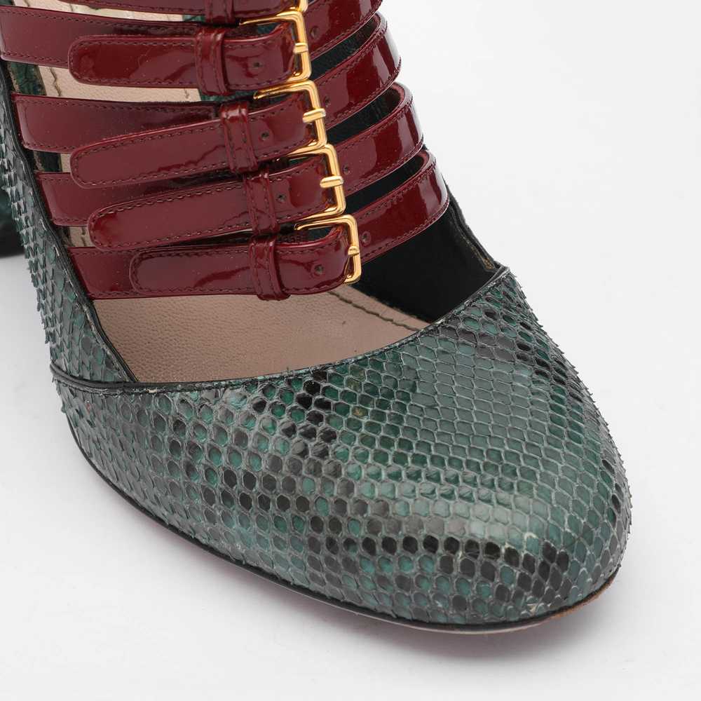 Miu Miu Green/Red Python and Patent Leather Mary … - image 7