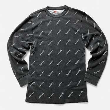 Supreme Hanes Thermal Crew Logo's L/S. Black Small.New