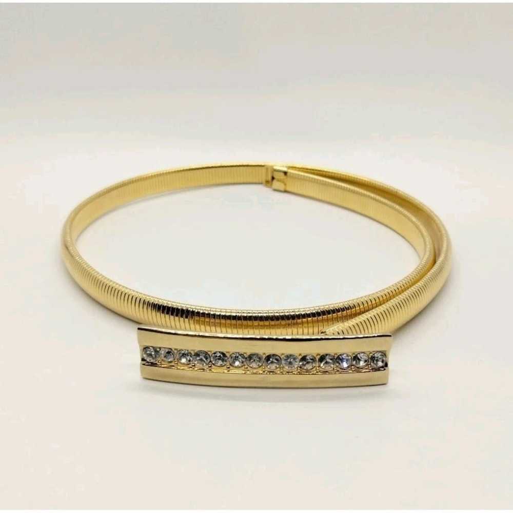 Vintage Gold Tone Swarovski Crystal High Waist Belt Stretch Tubogas Snake Chain