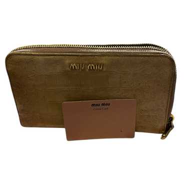 Miu Miu Miu Miu Croc Embossed Long Tan Zipper Wal… - image 1