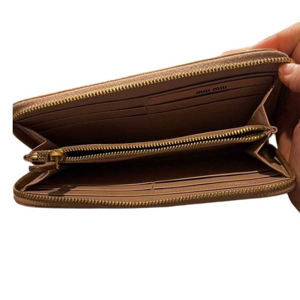 Miu Miu Miu Miu Croc Embossed Long Tan Zipper Wal… - image 3
