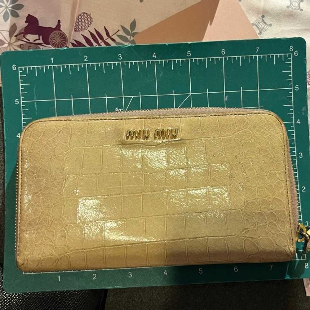 Miu Miu Miu Miu Croc Embossed Long Tan Zipper Wal… - image 6