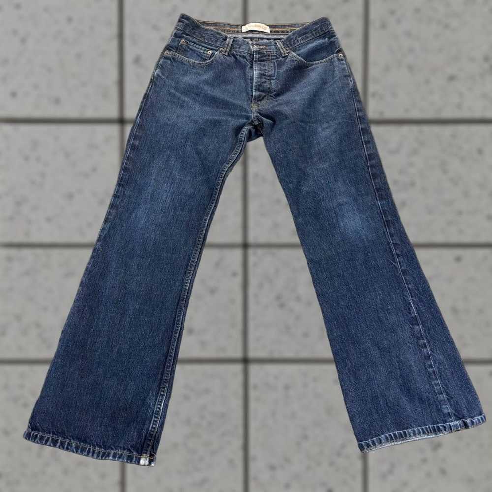 Old Navy Old Navy Mens Jeans 32x32 Blue Dark Wash Boot Cut Cotton Low Rise Button Fly