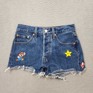 【I AM MARI】Levi Denim Shorts LEVI'S X SUPER MARIO 501 HIGH-WAISTED SHORTS | eBay