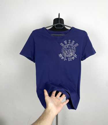 evisu ブラック Tシャツ ブルー evisu donna Evisu HT Diamond/Daruma Printed T-Shirt in Black | SVD USA