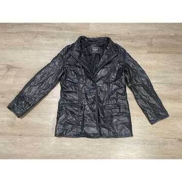 Reportage R.G.A. Mens Black Vintage Faux Leather Jacket Size
