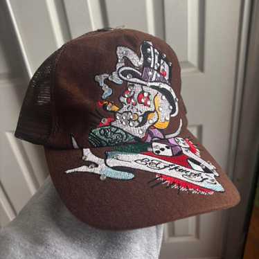 良品　Ed Hardy スカル刺繍キャップ Hard Rock Ed Hardy スカル刺繍 ブラック キャップ - メルカリ