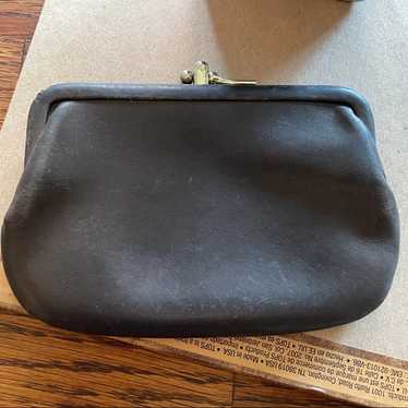 Vintage Coach Leather Wristlet Pouch Black Coin Purse Clutch