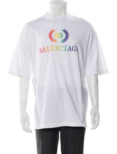 ★BALENCIAGA★ Graphic Logo Print Short Sleeve T-Shirt White Balenciaga logo-print short-sleeve T-shirt – shoeslevele